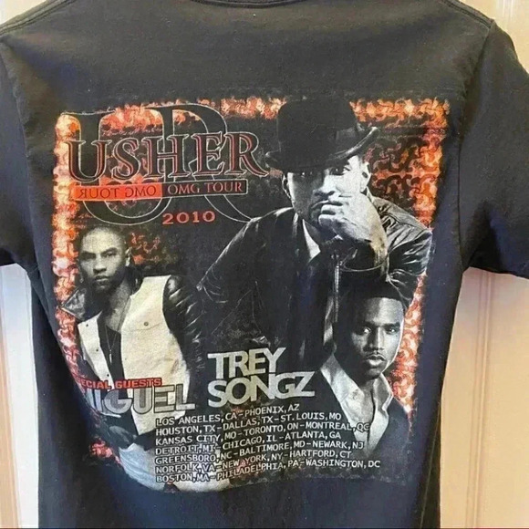 Usher 2010 OMG Concert Tour  Graphic Print Band T-shirt Black Size Small - Picture 6 of 16